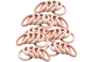 CDJX Wood Rings,50 Pack Natural Wood Rings for Crafting DIY Jewelry Making Craft Projects,35mm Wooden Round Rings Beads Jewelry Findings Ring Pendant Connectors