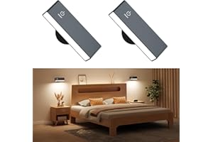 YiLaie Applique Murale LED Intérieure 2PC, Avec Batterie de 4000 mAh, Rotation 360°, Réglage de la Luminosité, Applique Murale Sans Fil, lampe de chevet tactile, lampe de lecture, Noir