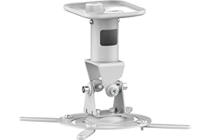 PureMounts Spider-Plus-B Soporte de Techo para proyector, inclinable 25 °, Giratorio, Distancia al Techo: 225 mm, Capacidad de Carga máx. 15 kg, Espacio Entre Agujeros 180-310 mm, Blanco