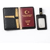 Gaga Hakiki Deri Pasaport Kılıfı & Valiz Etiketi Seti &ndash; El Yapımı Unisex Pasaport C&uuml;zdan &ndash; 4 Kart B&ouml;lmeli, Bilet Cepli, Seyah