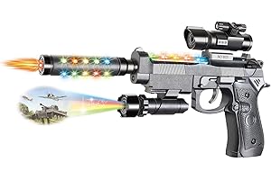 TACTIPRO Toy Gun for boys girls kids fake gun boys gifts Costume accessories & fancy dress pretend real gun prop Durable toy pistol sniper gun makes sounds lights, movement and projects images for hours of fun