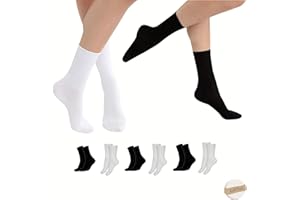 lurensa (pack de 6) calcetines mujer/hombre de algodón uso deportivo ó casual–unisex adulto cómodos transpirables y suaves. Medias en Blanco y Negro para cualquier ocasión