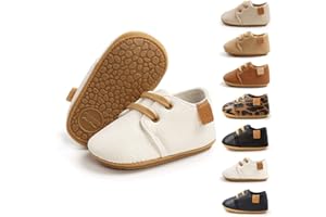 Sonsage Infant Baby Boys Girls Oxford Shoes Pu Leather Lace-Up Anti-Slip Trainer Soft Rubber Sole Toddler First Walking Sneakers