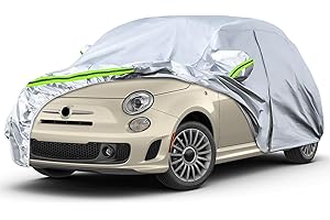 JUDANNA Bâche de voiture, d'extérieur, imperméable, convient pour Fiat 500, 500C, 500E Abarth 500, 2007-2024, d'été, protection contre la pluie, le soleil, la poussière, les UV, argent