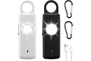 GOMETY Persönlicher Alarm, 2 Stück 130dB Taschenalarm für Frauen mit LED-Licht Selbstverteidigungsalarm Schlüsselanhänger Panik Alarm Schrillalarm für Frauen Senioren Ganze Familie