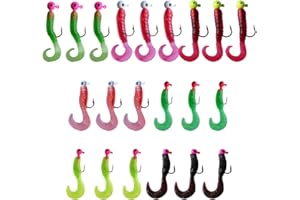 aulyun Kit Leurres Souples de Pêche 21 Pcs avec Têtes Plombées