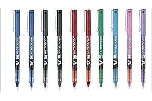 Pilot-Pack of 10 Pilot BX V5 Hi-Tecpoint Pens (2 Blue - 2 Black - 2 Red - 1 Green - 1 Violet - 1 Pink and 1 Jet Blue)