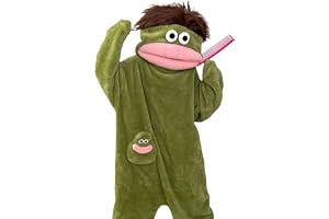 Silly Wearable Onesie, Big Mouth Monster for vuxna, Cute Funny Hooded, Mysig ultramjuk plysch One-Piece Loungewear(Green,Smal