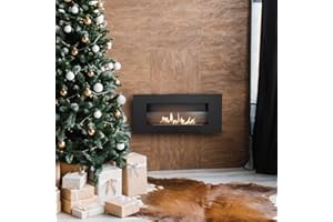 Kratki, camino a etanolo Delta Flat | camino da parete con vetro, certificato TÜV | Dimensioni in cm L 90 x A 40 x T12,volume serbatoio 400 ml, combustibile etanolo