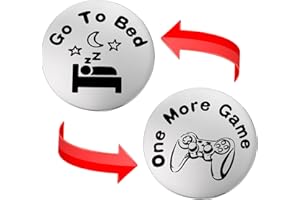 Amaxiu Decision Maker Coins, Gifts Funny Destiny Flip Coins, Another Game or Go to Bed, Stainless Steel Flip Challenge Choice Lucky Coin for Game Lovers Women Birthday (Silver)