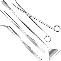 Set 4 In 1 Attrezzi Acquario - Pinzette Dritte/Curve, Forbici E Spatola In Acciaio Inox Per Piante - Foto 3