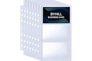 BYHILL 40 Pack 240 Pockets A6 Binder Business Card Sleeves, Ultra-Clear K-pop Photocard Sleeves, Double Sided 3 Pocket 6 Ring Planner Refill Pages for Business Card, Credit Card and K-pop Photocard