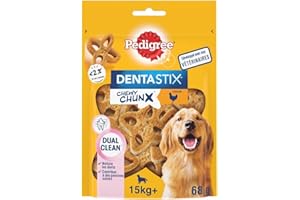 Pedigree Dentastix Chewy Chunx – Pour moyen/grand chien (15+ kg) – Friandises au poulet – Pour une bonne hygiène bucco-dentaire – 5 sachets de 68g