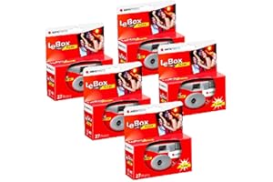 AGFA LEBOX AgfaPhoto LeBox Flash 400 Einwegkamera 27 Aufnahmen mit Blitz 5er Pack für Hochzeit, Party, Feier