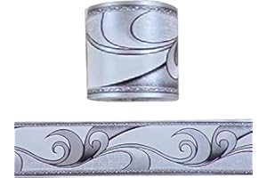 Jodimitty PVC Wallpaper Border Self Adhesive 10 Meter x 5cm Vine Pattern Waterproof Wall Border Peel Stick Wallpaper Borders for Living Room Bedroom Bathroom Kitchen (White Grey)