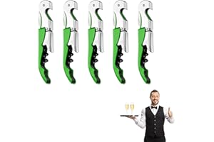 MADEHAY Kellnermesser Edelstahl, 68g Heavy Duty Edelstahl Wine Key,Korkenzieher Weinöffner mit (grün/5 Stück)