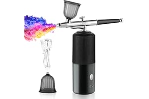 LIARTY Portable Airbrush Kit Machine with Compressor, 32PSI High Pressure Rechargeable Handheld Airbrush, Professional Cordless Airbrush for Nail Art, Makeup, Barber, Cake Decor, Painting (Black)