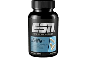 ESN Ashwa+, 120 Vegan Capsules - 600 mg Ashwaganda Root Extract per Serving - 60 Servings, 2 Months Supply - Ashwagandha KSM-66 - Non-GMO