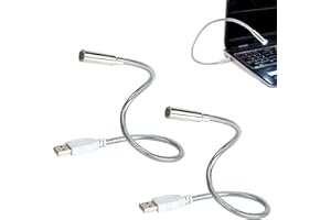 Cerioll Lampe D'ordinateur Flexible à LED, Mini Lumières USB Pour Clavier, Lampe USB Flexible, 2 Pièce Pour Ordinateur Portable, Éclairage D'intérieur (Argenté)