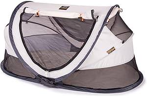 Deryan Lit de Voyage pour Petits Enfants avec Matelas - De la Naissance Jusqu'à 2,5 Ans - Tente Bébé Pop-Up Montée en 2 Minutes - Moustiquaire et Sac de Voyage Inclus - 136x84x62cm (Crème)