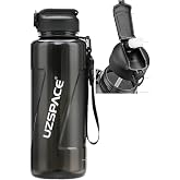Uzspace FiftyFifty PİPETLİ MEGA BOY 1500ml Tritan Su Matarası Siyah