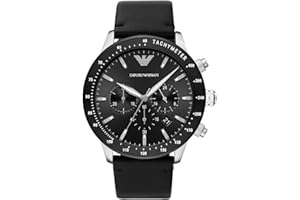Emporio Armani Reloj Hombre, Movimiento Cronógrafo con 3 subesferas y Caja de 43mm con Correa de Acero, Piel o Silicona