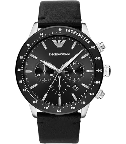 Emporio Armani Leather Analog Black Dial Men Watch-Ar11583, Black
