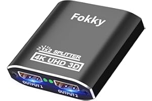 Fokky HDMI Splitter, 4K HDMI Splitter 1 In 2 Out Gleichzeitig, Aluminium Hdmi Verteiler 1 in 2 Out, Adapter 2 Monitore Erweitern Xbox,PS4,PS3,Blu-Ray DVD,Firestick,HDTV(NOT Extended Display)