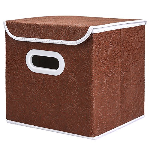 COKOSIM Faltboxen Wasserdicht Aufbewahrungsbox Faltbar mit Deckel mit Öffnung 25 x 25 x 25cm (Braun)