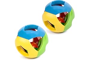 MOTTDAM Pet Parrot Toy Colorful Bird Bell Ball For Parakeet Budgie Cockatiel Rabbit Cat Dog Toy Ball, 2 Pack, Random Color