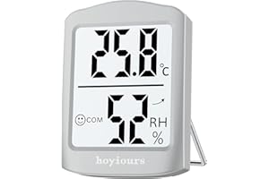 hoyiours termometr z higrometrem, cyfrowy termohigrometr z dużym ekranem LCD, wskaźnik Smiley, szybkie odświeżanie 3s, mini monitor wilgotności powietrza do biura, szkoły, hotelu, szklarni