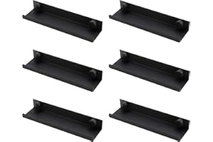 TIANXUAN 6 Pcs Vinyl Shelves Wall Mount Record Display Holder 12 Inch Albums LP Minimalist Record Storage Stand Set for CD Book Photo Picture Display in Office Home Store Easy Install (Black Metal)