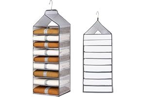 ANAMPION Organizador Armario Colgante, Blanco Transparente Unidad de Estante de Almacenamiento,Plegable Organizador de Almacenamiento de Armarios, para Suéteres, Jeans, Camisetas, Vestidos - Drey (9 Celosía)
