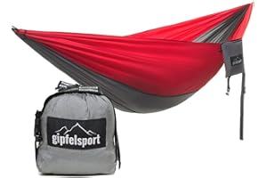 gipfelsport hamac Ultra léger en Soie de Parachute Gris/Rouge avec Cordes