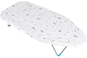 Beldray LA028459PASFEU7 Planche à Repasser de Table, Housse 100 % Coton, Doublure Feutre pour Un Repassage Fluide, compacte, Pratique, légère, Facile à Transporter, 73 x 31 cm, Motif terrazzo Pastel