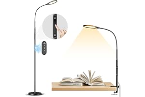 anyts Lampa stojąca LED, ściemniana, lampa stojąca do salonu, z zaciskiem biurkowym - 3 zastosowania jako lampa biurkowa / lampa stojąca / lampa architektoniczna