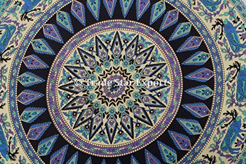 Groß Rund Bodenkissen, Mandala Überwurf Kopfkissen 81,3 cm Dekorative Pouf Polsterhocker, Indische Sitzkissen Outdoor, Cover, Boho Pom Pom kissenrollen - 2