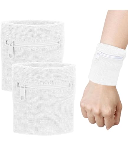 Polsini Sportivi 2 Pezzi Con Tasca Cerniera - Assorbenti Sudore, Per Corsa, Fitness, Basket | Viola - Foto 5