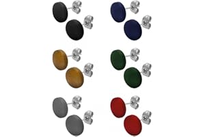 Soul-Cats 1 Pair of Round Wooden Stud Earrings Diameter 1 cm in Various Colours with Stainless Steel Pin