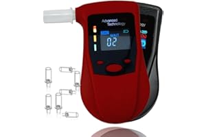 iBACheck Tragbarer Alkoholtester mit Halbleitersensor, wiederaufladbar, digitaler Alkoholtester mit Prelert-Funktion, Alco Test mit 4 Einheiten Standard E 10 Erinnerungen (Farbe) 12 Mundstücke
