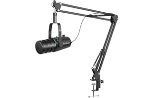 FerBuee Microfono Dinamico XLR/USB per Registrazione Vocale, Podcasting, Gaming, Streaming Live. con Jack per Cuffie da 3,5 mm, Eco, Pulsante Mute. Microfono Cardioide per PC/MAC/PS4/PS5/Mixer