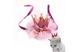 SUXGUMOE Dog Birthday Hat, Pet Cat Birthday Hat Cute Lace Dog Crown Hat Headwear Caps Costumes for Small Medium Puppy Kitten Party Decorations (PINK)