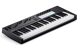 Novation Launchkey 49 [MK4]: Controlador de teclado MIDI, 49 teclas, semicontrapesado, USB, integración DAW. Modos Chord/Scale, 8 pads de percusión, arpegiador, paquete software de producción musical