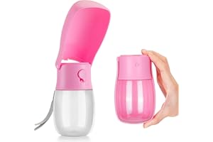MAKERFIRE Plegable borraccia cane, Borraccia Per Cani Portatile 280 ml, Borraccia Per Cani Per Domestici, Passeggiate, Viaggi - Rosa