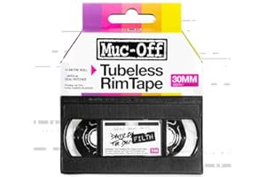 Muc-Off Fond de Jante Vélo Tubeless - 30 mm - Fond de Jante Adhésif Sensible à la Pression - Pour Installation de Pneus de Vélo Tubeless - Rouleau de 10 Mètres - 4 Patchs d'Étanchéité Inclus