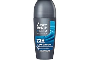 DOVE MEN + CARE Dove Men+Care Advanced Clean Comfort Men's Antiperspirant Deodorant Roll On with ¼ moisturising cream & Anti-Odour technology for 72 hour protection against sweat and odour 50 ml