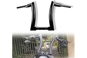 YHTIMIOX 14" Rise 2" Fat Motorcycle Handlebars Ape Hanger Handlebar Gloss Black Hand Bars Fit For Harley Softail Touring Dyna 2000-2021 (Not Suitable for Dual Hydraulic Lever)