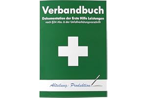HM ARBEITSMEDIZIN Verbandbuch Erste Hilfe - Seiten einteln entnehmbar nach DSGVO/DGUV 204-021 / § 24 Abs. 6 der Unfallverhütungsvorschrift Verbandsbuch/Meldeblock GRÜN