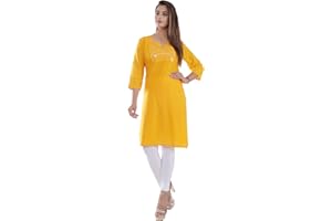 Ramkudi Indisches Damen einfarbiges besticktes Baumwoll-Top Kurti