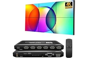 GKRONG Video Wall Controller 2X3 4K,HDMI & DVI 4k Signal Input Makes 6 TV Screens Into 1 Wall Display Support IR Remote/RS232 and 180° Rotation,Support Video Wall Controller 2x2 4k 1x1, 1x2, 1x3, 1X4, 1x5
